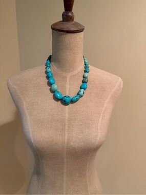 Jay King DTR Signed Sterling Silver Chunky Turquoise Nugget Statement Necklace